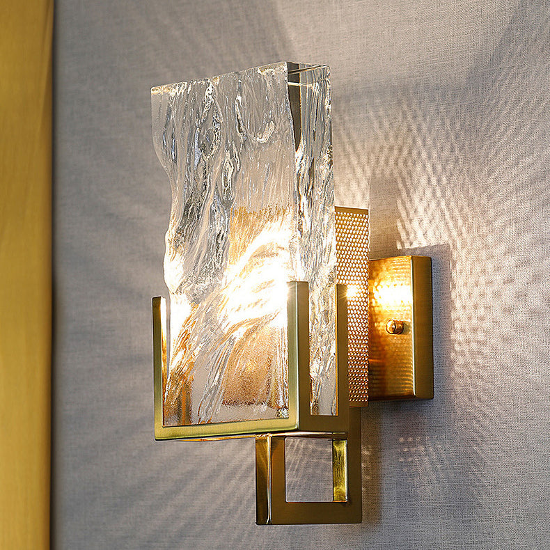 Rectangular Stainless Steel Crystal Wall Lamp