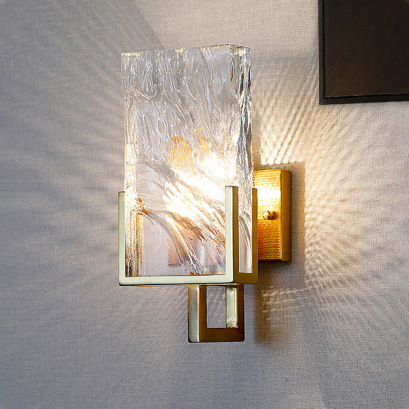 Rectangular Stainless Steel Crystal Wall Lamp