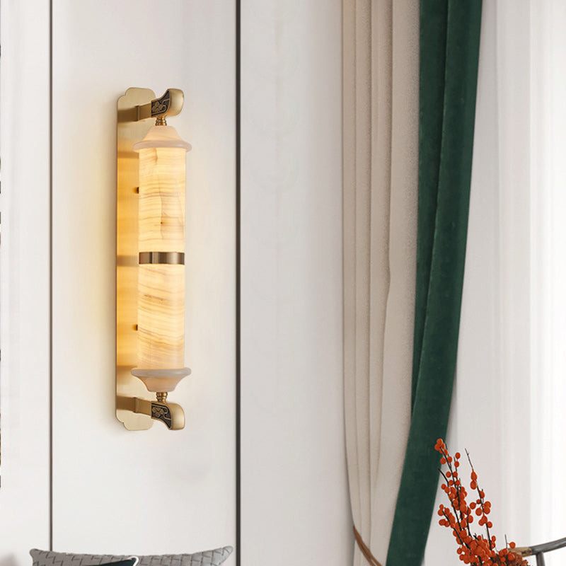 Cylinder Copper Jade Living Wall Lamp