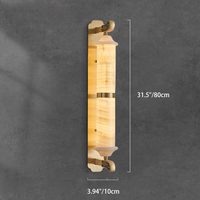 Cylinder Copper Jade Living Wall Lamp