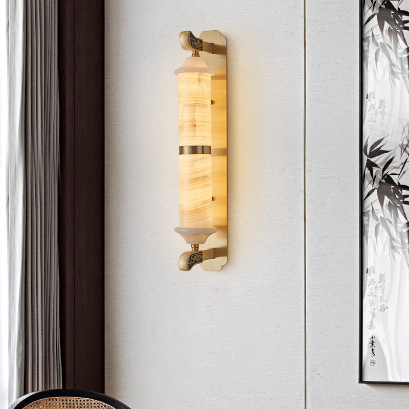 Cylinder Copper Jade Living Wall Lamp