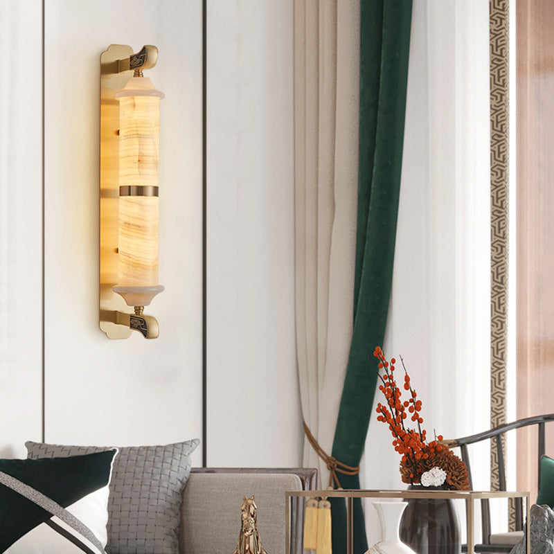 Cylinder Copper Jade Living Wall Lamp