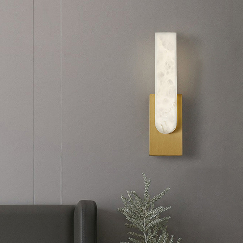 Oval Copper Marble Bedroom Wall Lamp