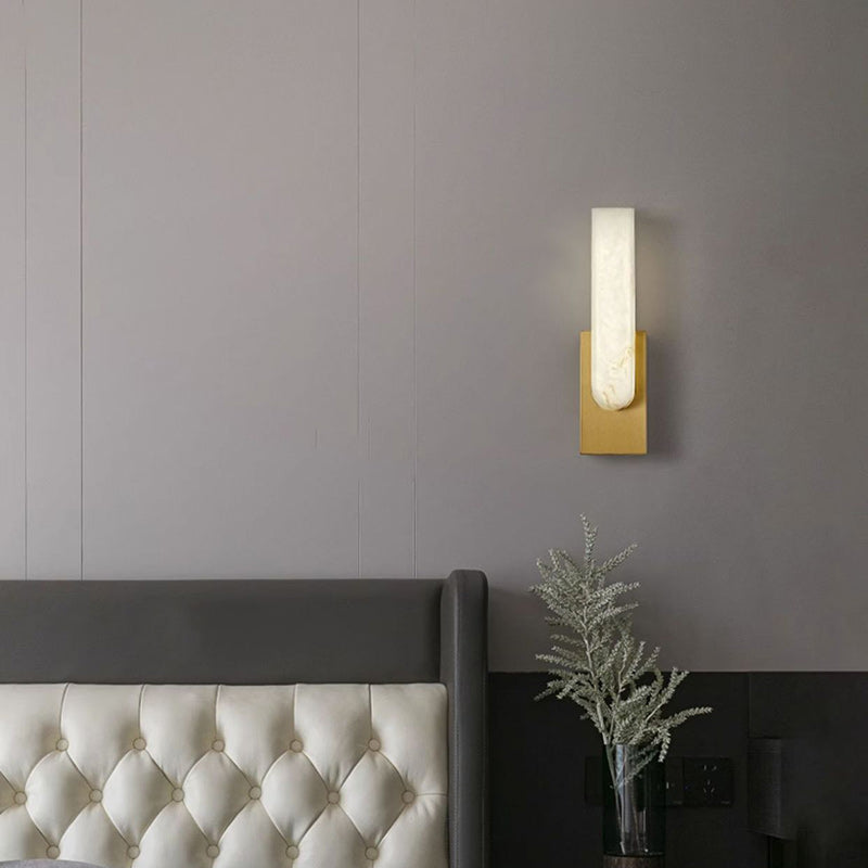 Oval Copper Marble Bedroom Wall Lamp