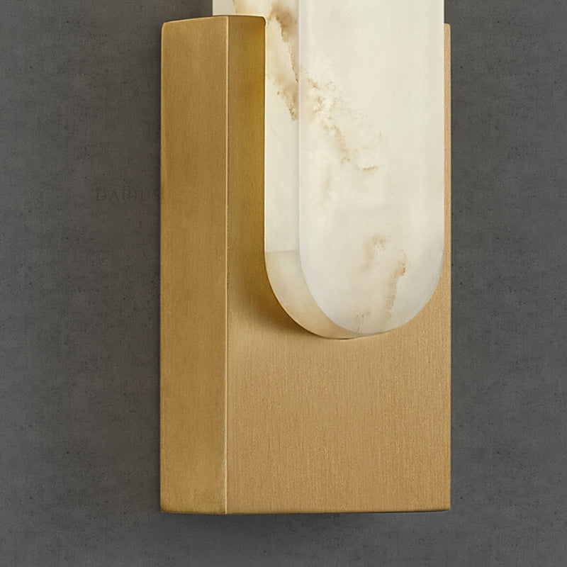 Oval Copper Marble Bedroom Wall Lamp