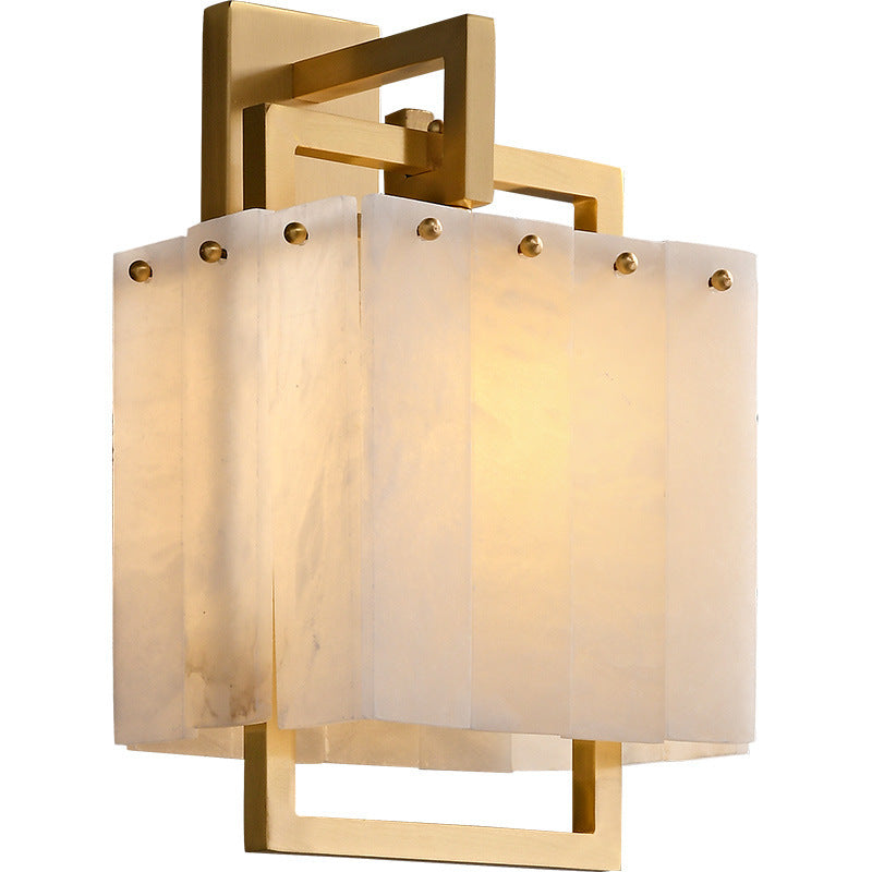 Cube Copper Marble Bedroom Wall Lamp