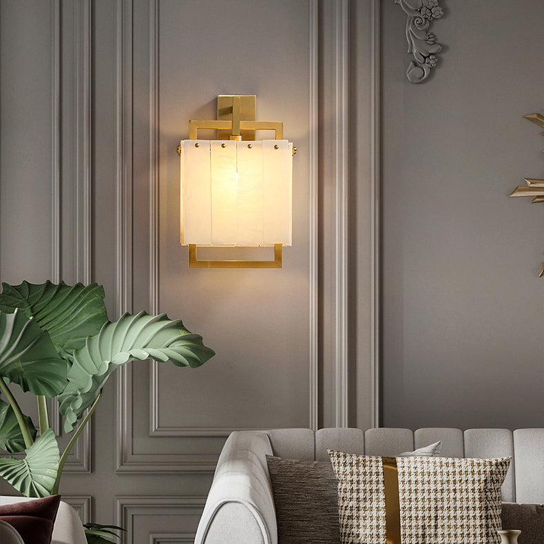 Cube Copper Marble Bedroom Wall Lamp