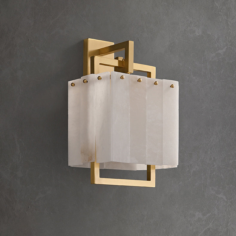 Cube Copper Marble Bedroom Wall Lamp