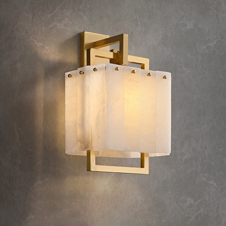 Cube Copper Marble Bedroom Wall Lamp