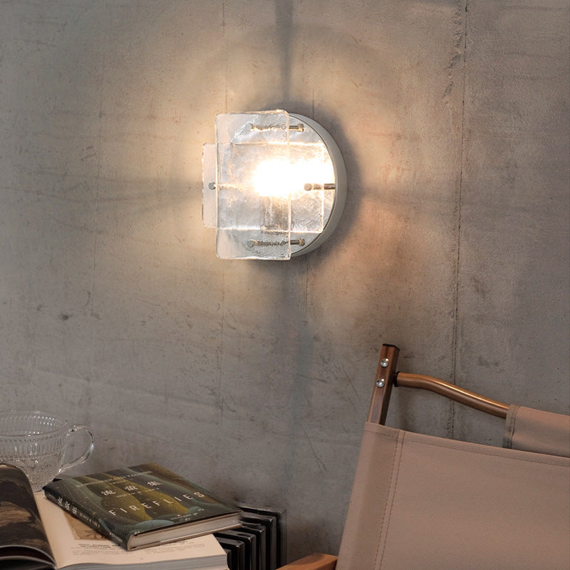 Ice Round Metal Glass Wall Lamp