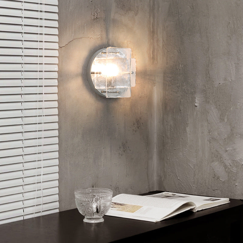 Ice Round Metal Glass Wall Lamp