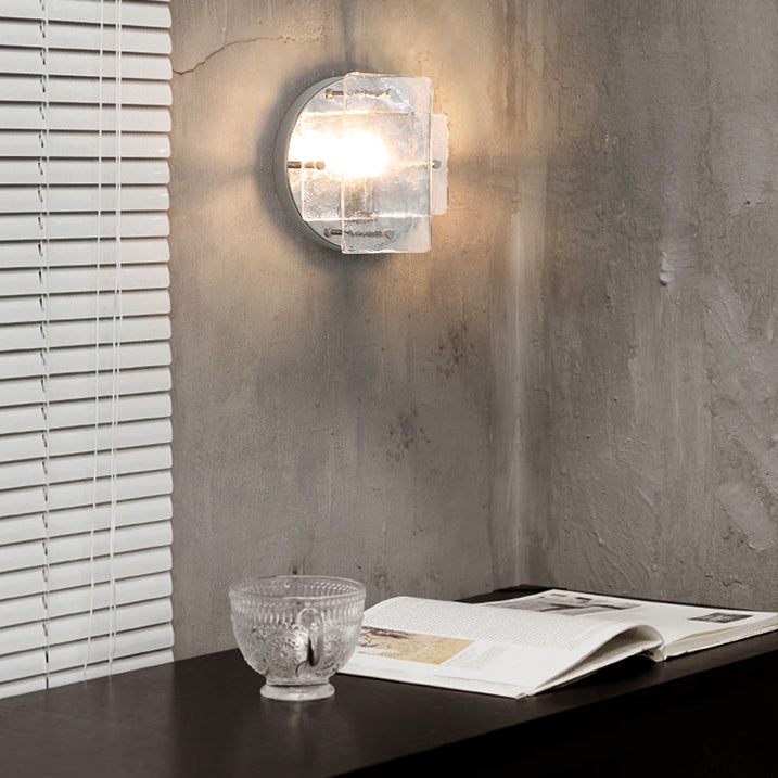 Ice Round Metal Glass Wall Lamp