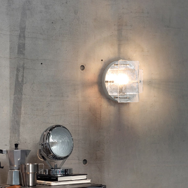 Ice Round Metal Glass Wall Lamp