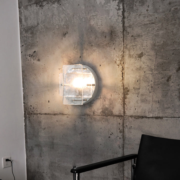 Ice Round Metal Glass Wall Lamp