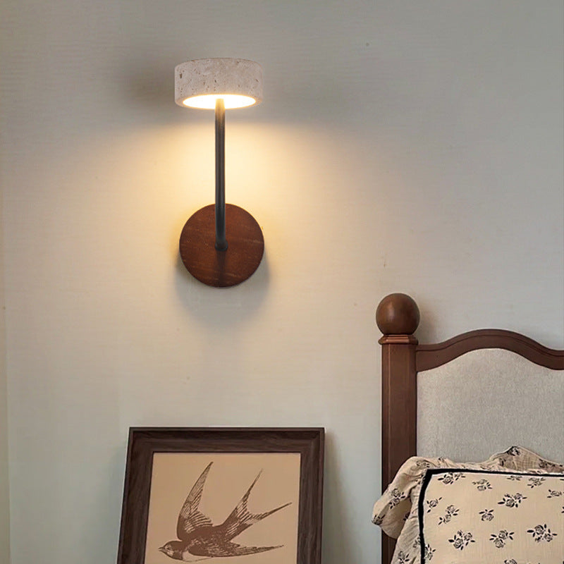 Round Yellow Travertine Solid Wall Lamp