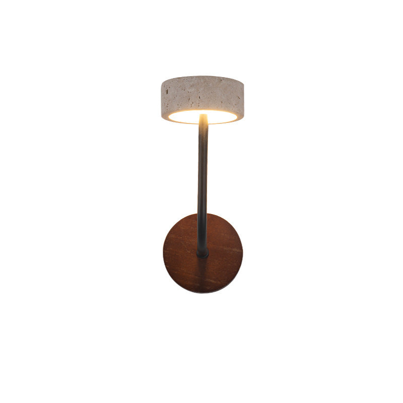 Round Yellow Travertine Solid Wall Lamp