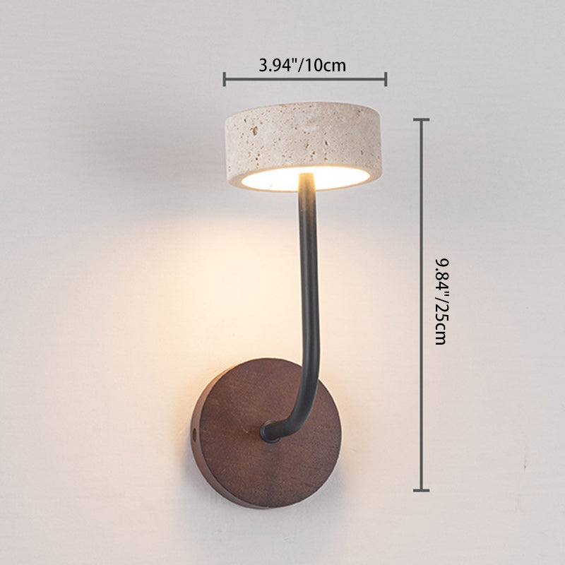 Round Yellow Travertine Solid Wall Lamp