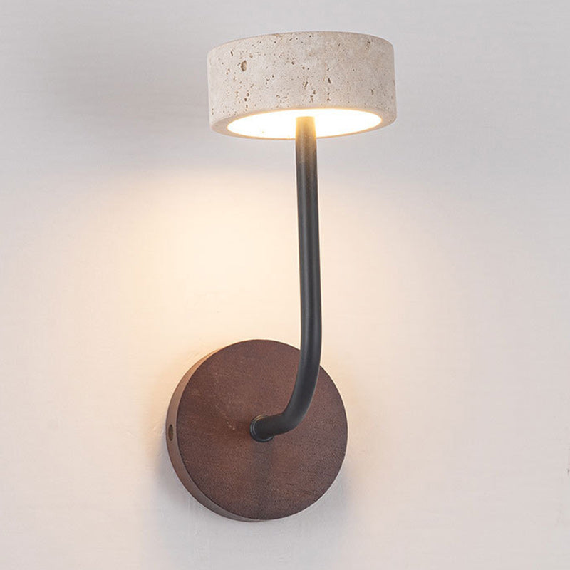 Round Yellow Travertine Solid Wall Lamp