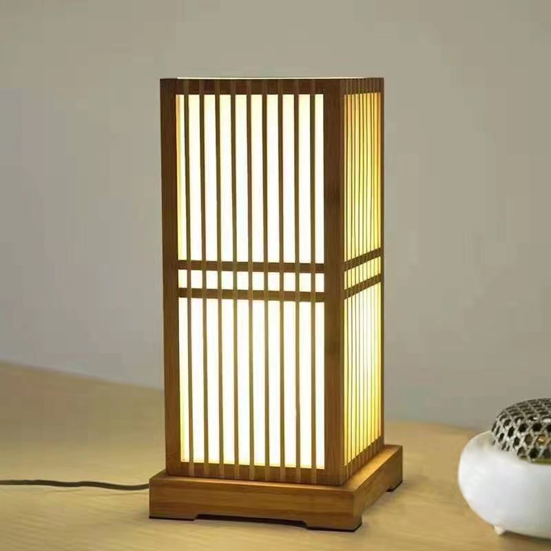 Tatami Box-shaped Bamboo Bedroom Table Lamp