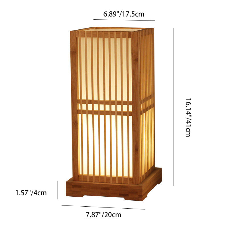 Tatami Box-shaped Bamboo Bedroom Table Lamp