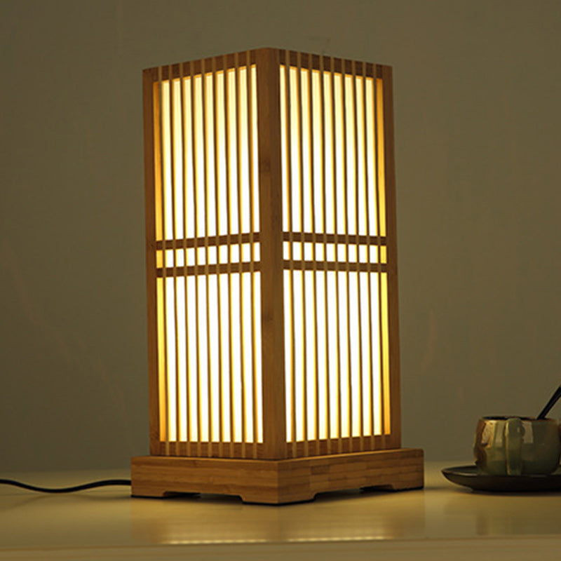 Tatami Box-shaped Bamboo Bedroom Table Lamp