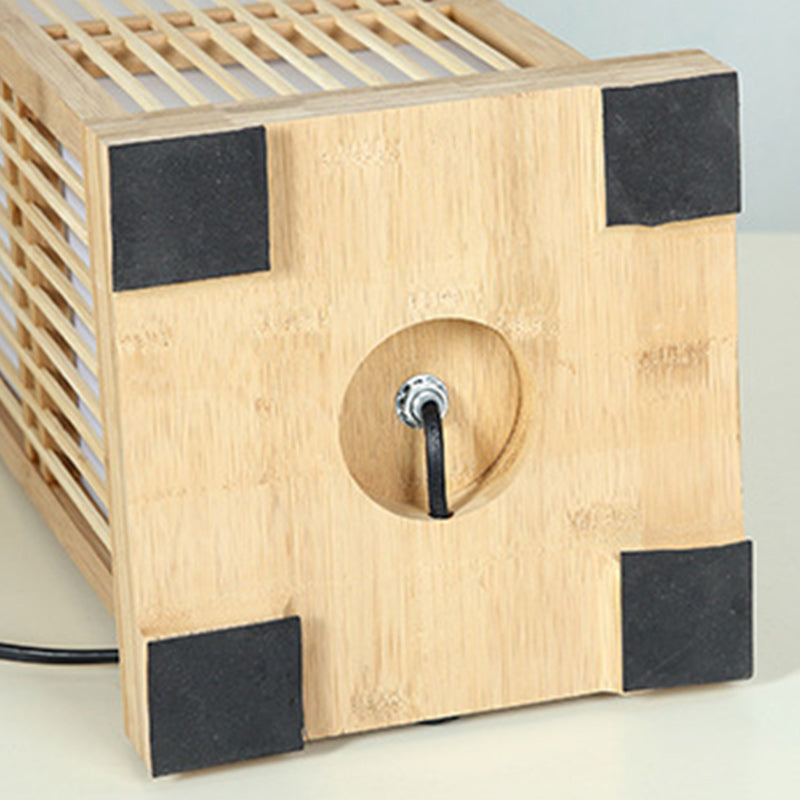 Tatami Box-shaped Bamboo Bedroom Table Lamp