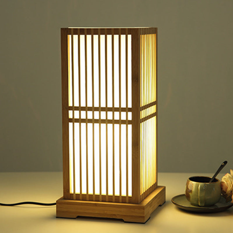 Tatami Box-shaped Bamboo Bedroom Table Lamp