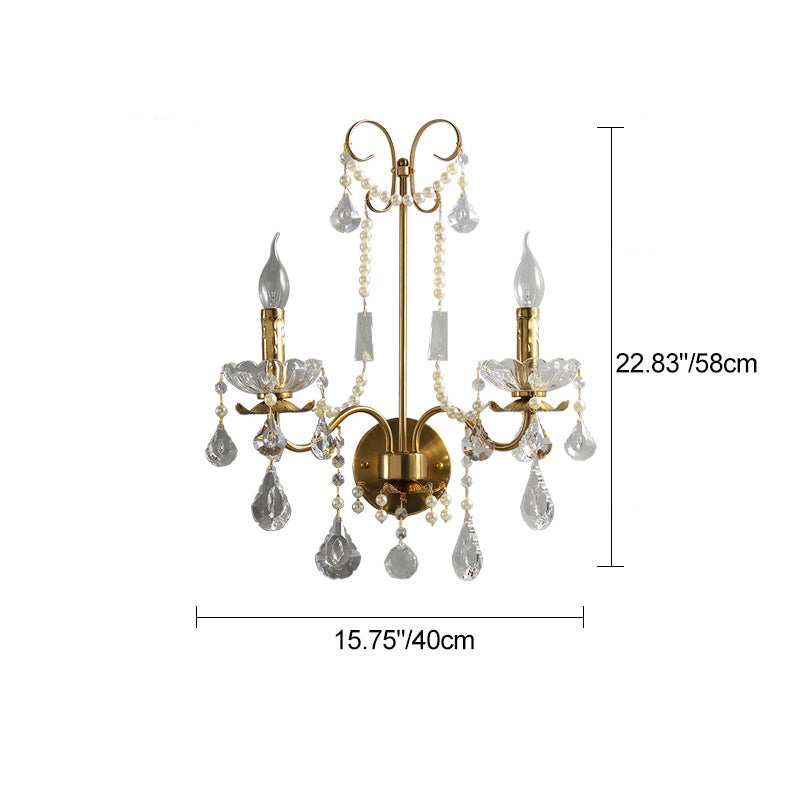 Candle Iron Crystal Living 2-Light Wall Lamp