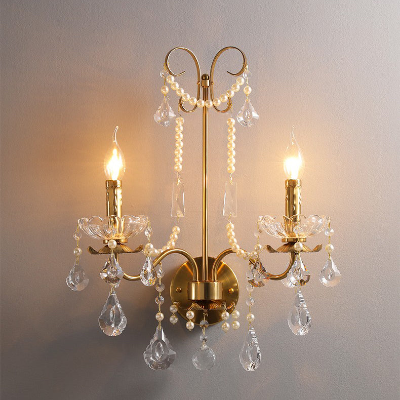 Candle Iron Crystal Living 2-Light Wall Lamp
