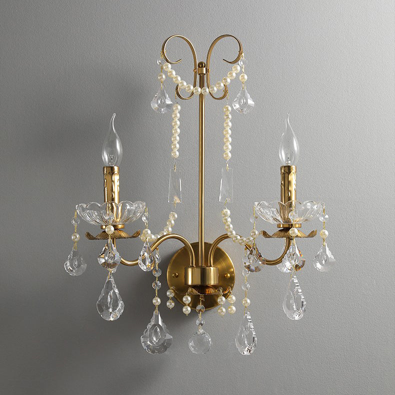 Candle Iron Crystal Living 2-Light Wall Lamp