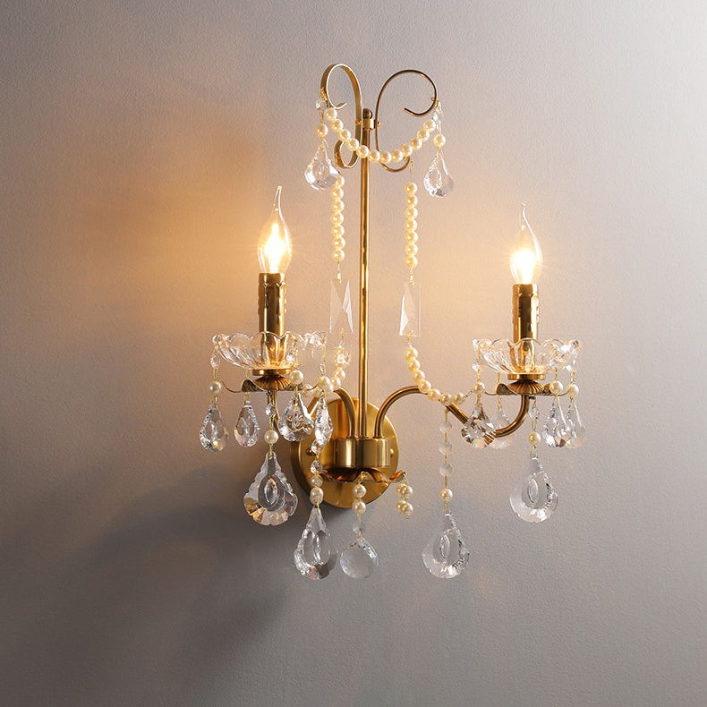 Candle Iron Crystal Living 2-Light Wall Lamp