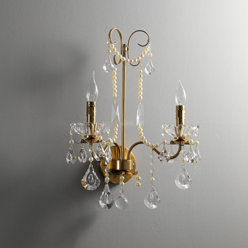 Candle Iron Crystal Living 2-Light Wall Lamp
