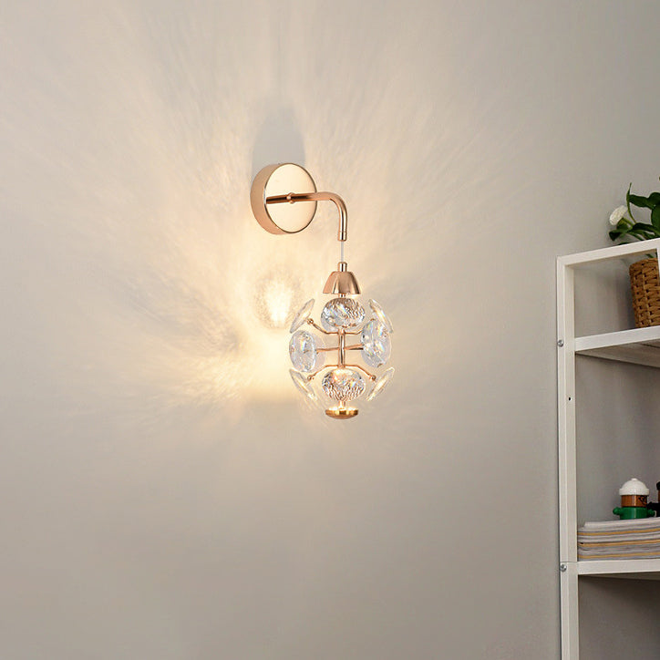 Elegant Diamond Iron Crystal Wall Lamp
