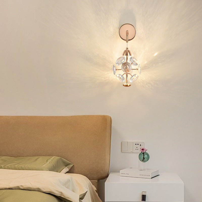 Elegant Diamond Iron Crystal Wall Lamp