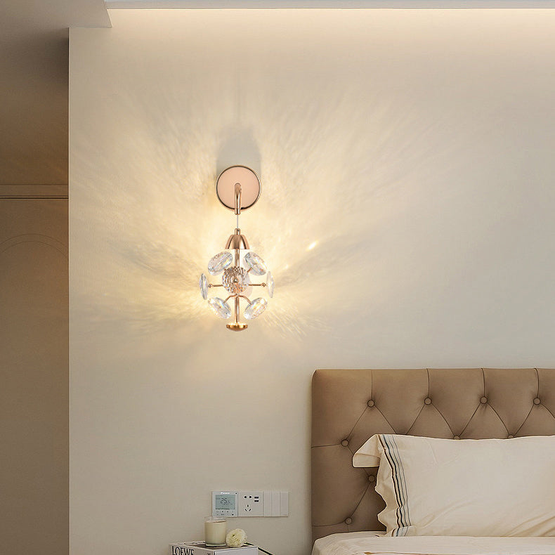 Elegant Diamond Iron Crystal Wall Lamp