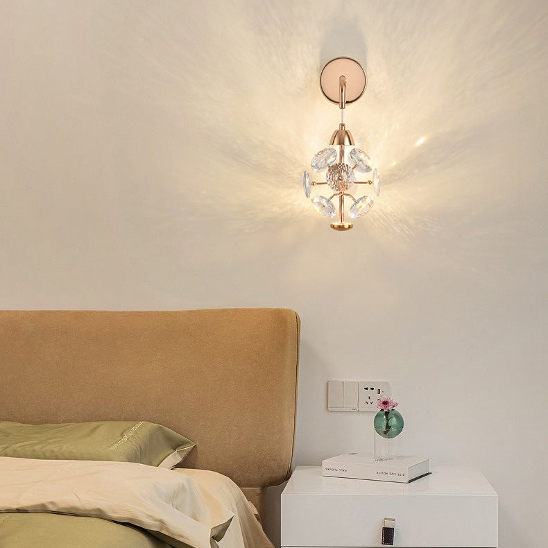 Elegant Diamond Iron Crystal Wall Lamp