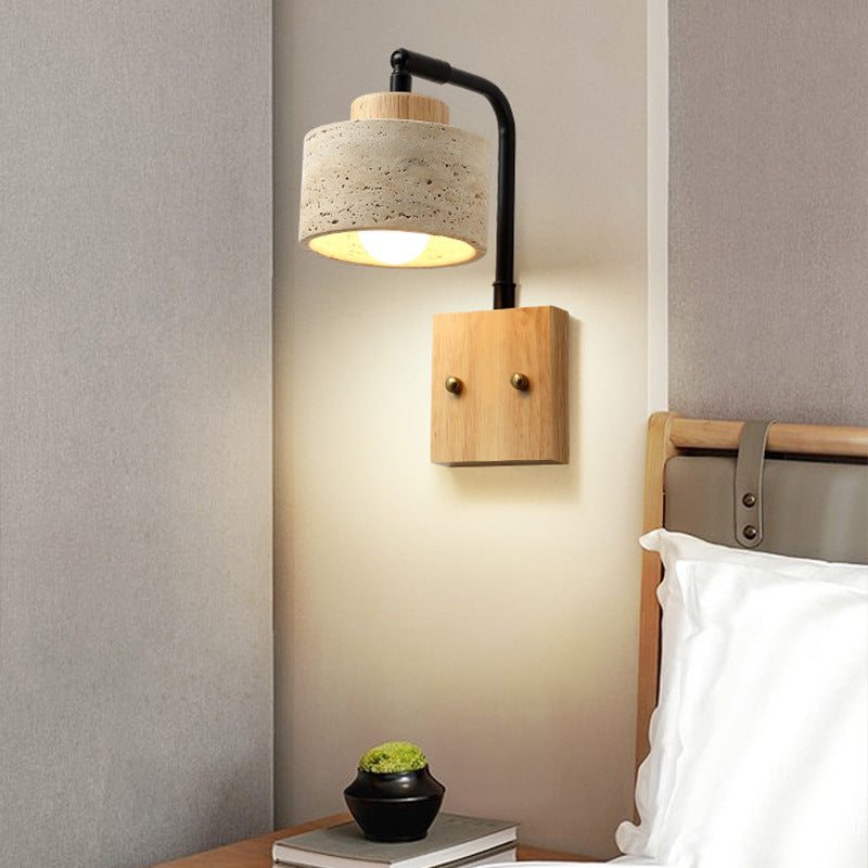 Cylinder Yellow Travertine Solid Wall Lamp