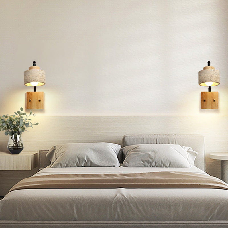 Cylinder Yellow Travertine Solid Wall Lamp