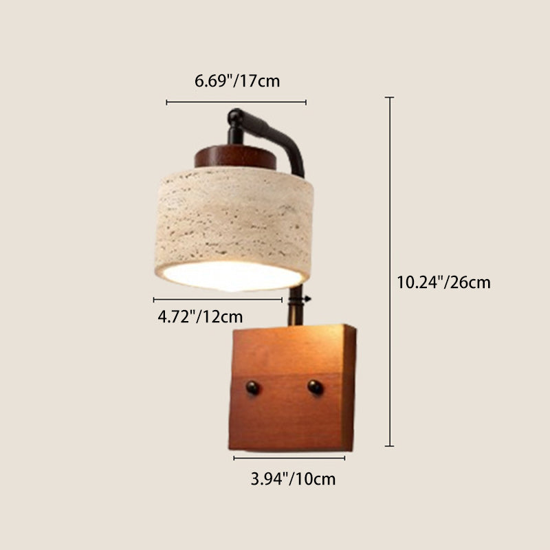Cylinder Yellow Travertine Solid Wall Lamp