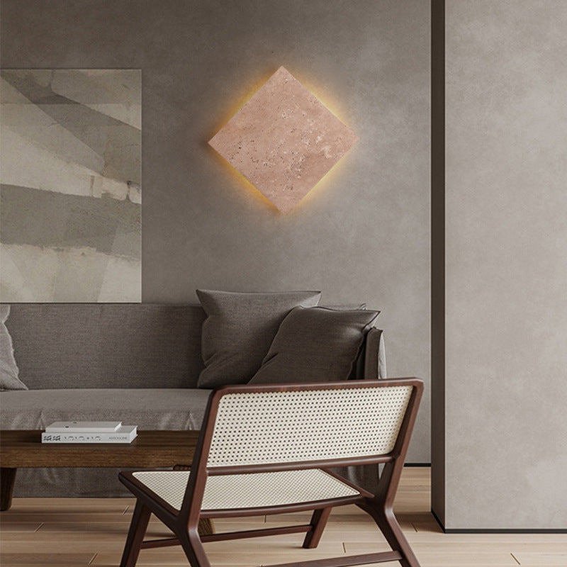 Square Yellow Travertine Living Wall Lamp