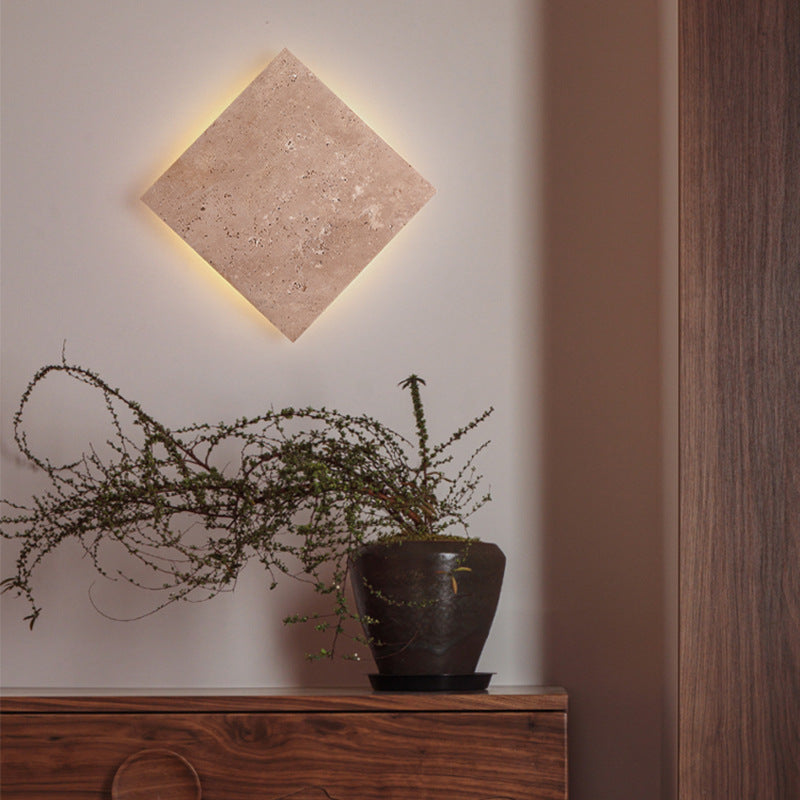 Square Yellow Travertine Living Wall Lamp