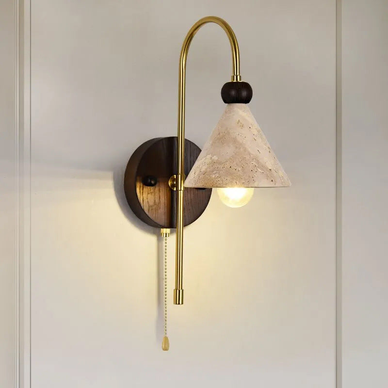 Cone Yellow Travertine Solid Wall Lamp