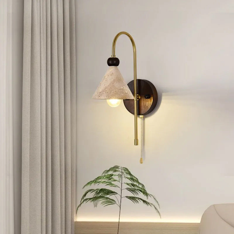 Cone Yellow Travertine Solid Wall Lamp