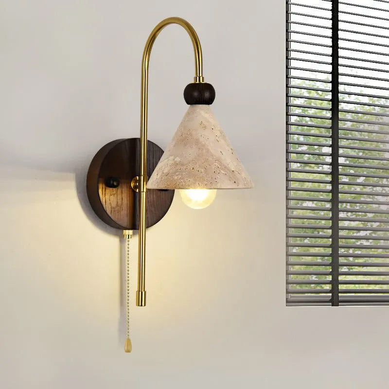 Cone Yellow Travertine Solid Wall Lamp