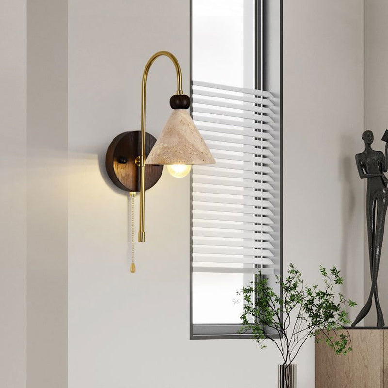 Cone Yellow Travertine Solid Wall Lamp