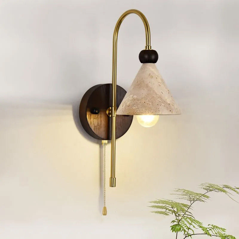 Cone Yellow Travertine Solid Wall Lamp