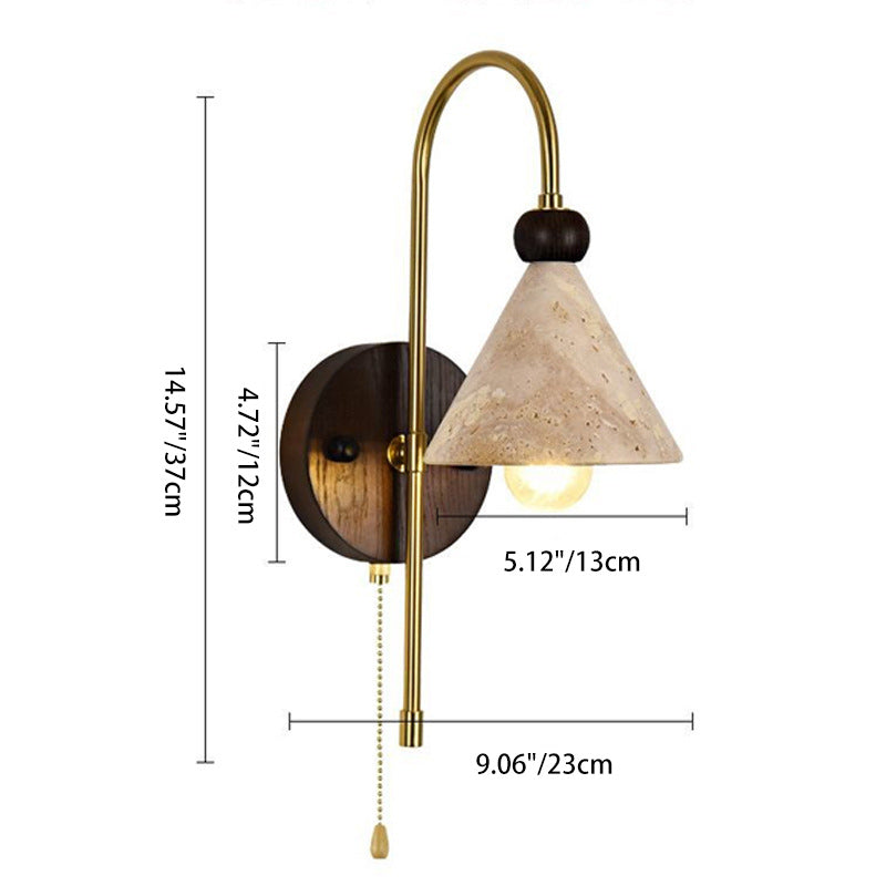 Cone Yellow Travertine Solid Wall Lamp