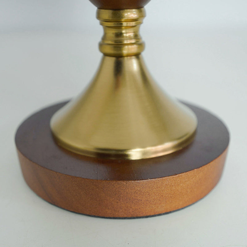 Dome Glass Rubberwood Iron Table Lamp