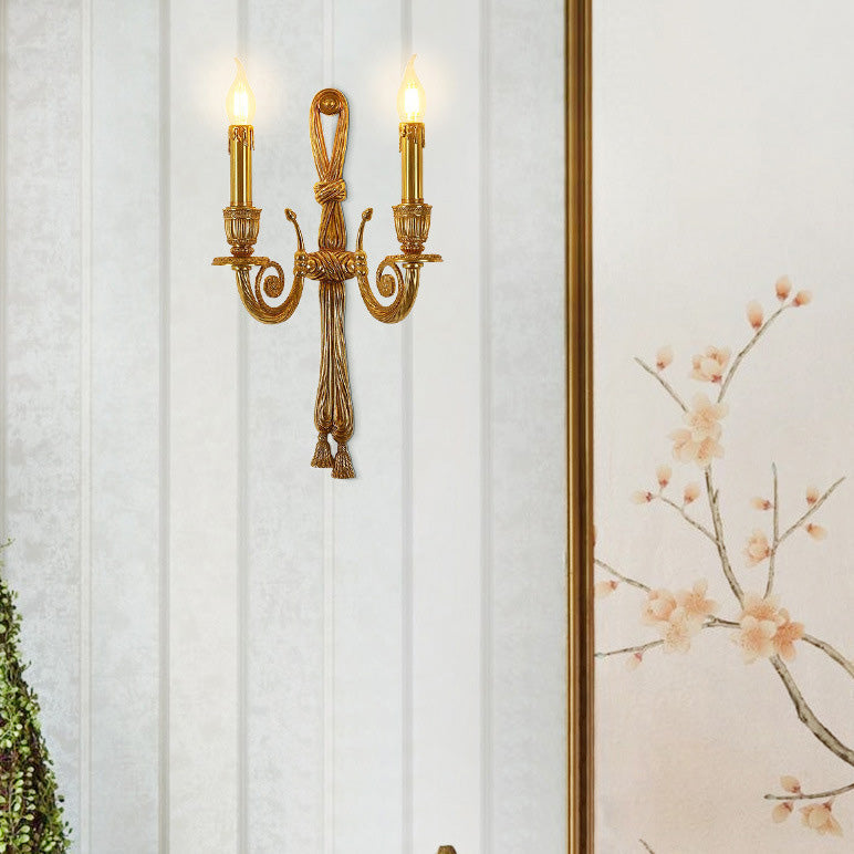 Candle Design All Brass 2-Light Wall Lamp