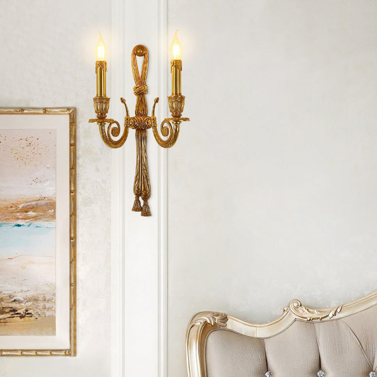 Candle Design All Brass 2-Light Wall Lamp